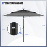 Tangkula 10 FT Solar LED Patio Umbrella 3-Tier Vented Outdoor Market Table Umbrella