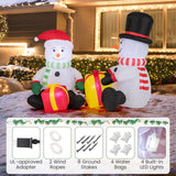 Tangkula 5 FT Christmas Inflatables, 2 Cute Blow-up Snowman with Gift Boxes