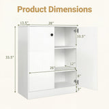 Tangkula Bathroom Storage Cabinet with 3-Tier Interior Shelves