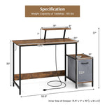Computer Desk with Reversible Fabric Drawer & Moveable Shelf