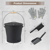 Tangkula Ash Bucket with Lid | 2 Gallon Metal Fireplace Bucket with Handle