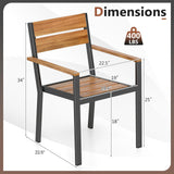 Tangkula Acacia Wood Stackable Patio Chairs Set of 2/4 with Slatted Seats and Metal Frame