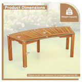 Tangkula Outdoor Acacia Wood Curved Garden Bench Fire Pit Bench Seat