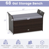 Tangkula Outdoor Bench with Hand Woven PE Rattan Wicker
