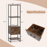Tangkula 4-Tier Bookshelf with Drawer