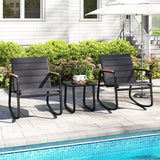 Tangkula 3 Piece Outdoor Rocking Bistro Set Metal Frame & Soft Cushions