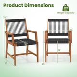 Tangkula Acacia Wood Patio Dining Chairs Set
