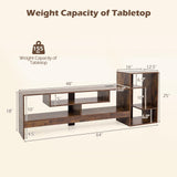 Tangkula Cube TV Stand for 55 Inch TV with Power Outlets & Open Storage Shelves