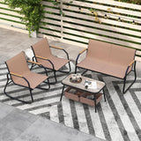 Tangkula 4 Pieces Patio Furniture Set with 2 Rocking Bistro Chairs