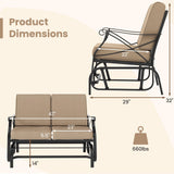 Tangkula 2-Person Swing Gliding Loveseat with Breathable Fabric Seat & Soft Cushions