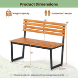 Tangkula 43" Outdoor Wood Bench Slatted Seat & Inclined Backrest