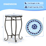 Tangkula Outdoor Side Table, 14" Mosaic Plant Stand, Round Accent Table