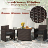 Tangkula 3 Piece Patio Wicker Dining Set