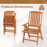 Tangkula Foldable Patio Chair All-Weather HDPE Outdoor Dining Chair with Armrest