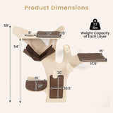Tangkula Cat Wall Shelves 4-Layer Wall-Mounted Cat Tree with Sisal Scratching Mat