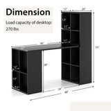 Tangkula Computer Desk with Bookshelf, Space Saving Computer Desk with 12 Shelves