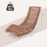 Tangkula Outdoor Acacia Wood Rocking Chair, Porch Rocker with Widened Slatted Seat and High Back