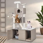 Cat Tree with Litter Box Enclosure - Tangkula