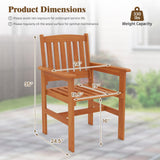 Tangkula Outdoor Wooden Dining Chairs with Inclined Backrests and Slatted Seats