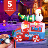 Tangkula 6 FT Christmas Inflatable Santa Claus Driving Car with Xmas Tree & Snowman