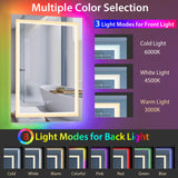 Tangkula 32" x 24" LED Bathroom Wall Mirror, RGB Backlit Dimmable Vanity Makeup Mirror