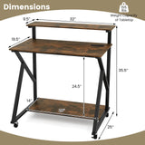 Tangkula 32" Mobile Portable Laptop PC Desk with Monitor Stand