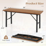 Tangkula Outdoor Dining Table for 4-6, No Assembly Foldable 59 Inches Narrow Patio Dining Table