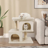Tangkula Small Cat Tree 25.5 Inch Cat Tower with 2 Large Cat Condos