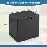 Tangkula 25 Gallon Waterproof PP Resin Outdoor Storage Box with Lockable Lid