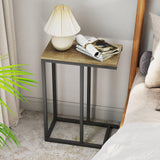 Tangkula C-Shaped End Table Slide Under Couch TV Tray