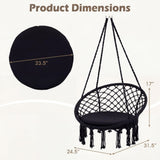 Tangkula Macrame Hammock Swing Chair with Removable Seat Cushion