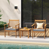 Tangkula 3 Pieces Patio Wood Furniture Set