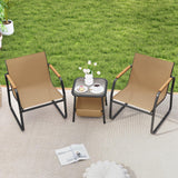 Tangkula 3 Pieces Patio Furniture Set with Breathable Mesh Fabric and Metal Frame