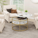 Tangkula Lift Top Coffee Table 31.5" Round Center Table with Hidden Compartment & Side Shelves