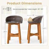 Tangkula Outdoor Rattan Bar Chairs Set of 2/4