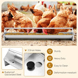Tangkula Chicken Feeding Trough, 45 Inch Long Heavy Duty Galvanized Steel Coop Feeder with Drainage Holes