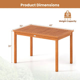 Tangkula Outdoor Dining Table for 4-6 People 48 Inches Wood Rectangular Patio Table