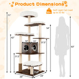 Tangkula Modern Wood Cat Tree, 69-Inch Cat Tower with Multi-Layer Platform, Cat Activity Tree with Sisal Rope Scratching Posts