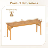 Tangkula Outdoor Acacia Wood 48” Patio Dining Bench with Slatted Seat