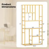 Tangkula 71 Inch Tall Bookshelf Metal Frame 5-Tier Geometric Bookcase