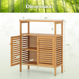 Tangkula Bamboo Floor Cabinet, Freestanding Bathroom Storage Cabinet with Double Slatted Doors