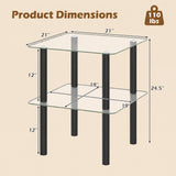 Tangkula 2-Tier End Table w/Tempered Glass Tabletop