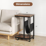 Tangkula Mobile C Shaped Side Table