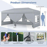 Tangkula 10x20 FT Pop Up Canopy with Center Lock UPF50+ Outdoor Tent with 6 Sidewalls