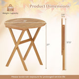 Tangkula 26 Inch Acacia Wood Outdoor Dining Table