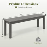 Tangkula HDPE Outdoor Bench 2-3 Person Patio Bench 55" Backless Garden Dining Bench with Slatted Seat