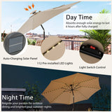 TANGKULA 10FT Solar Umbrella, Patio Umbrella with 112 LED Lights