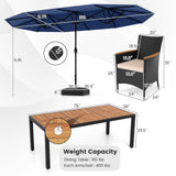 Tangkula 11 Piece Patio Wicker Dining Set w/Double-Sided Patio Umbrella