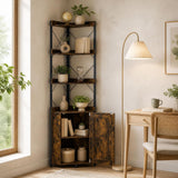 Tangkula Tall Corner Storage Cabinet | 71" Industrial 6 Tier Storage Shelf w/Door Cabinet