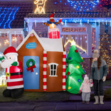 Tangkula 7 FT Christmas Inflatables Ginger House with Santa Claus & Christmas Tree